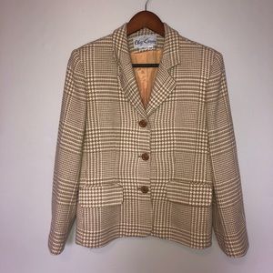 Vintage Houndstooth Plaid Blazer